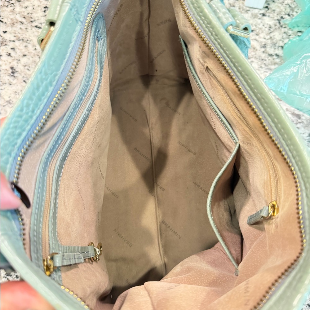 Brahmin Arno Medium Leather Satchel Crossbody in Cascade Majestic Color Like New - Picture 4 of 5